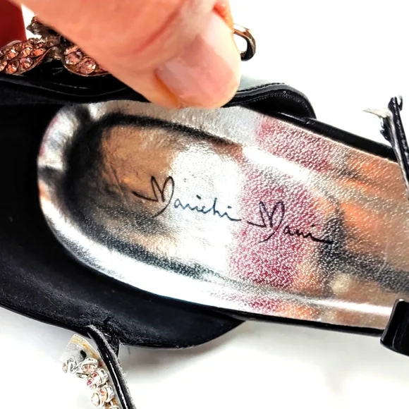 Marichi Mami black patent leather and rhinestone heels. 7M - Picture 4 of 14